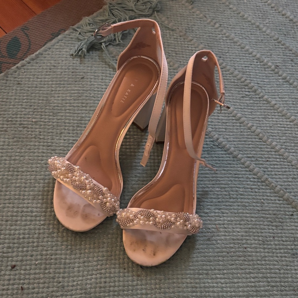 a new day White Beaded Heels